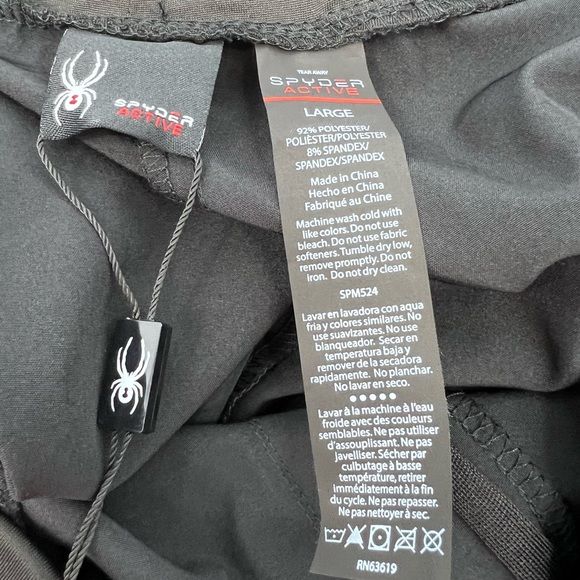 SPYDER MEN'S ACTIVE WEAR,BLACK,L,2 POCKETS W/RED ZIPPER,3D LOGO DIFFERENT SHADES - Picture 11 of 14